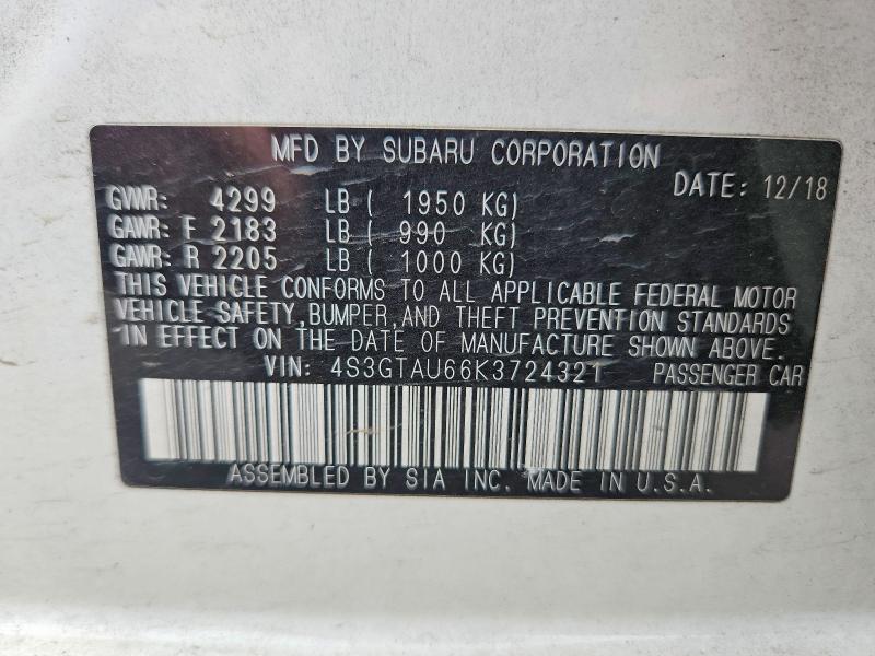 Aukcja sprzedaży 2019 Subaru Impreza, vin: 4S3GTAU66K3724321, numer aukcji: 61366816