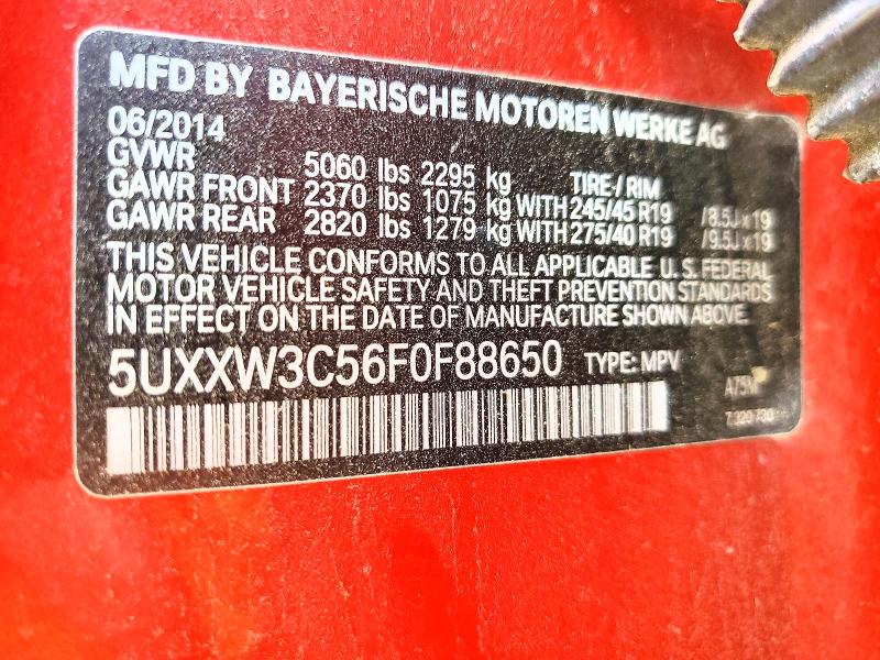 61092016 :رقم المزاد ، 5UXXW3C56F0F88650 vin ، 2015 Bmw X4 مزاد بيع