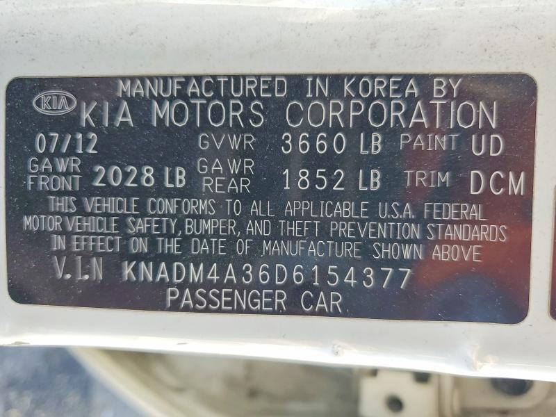 Aukcja sprzedaży 2013 Kia Rio, vin: KNADM4A36D6154377, numer aukcji: 60280146