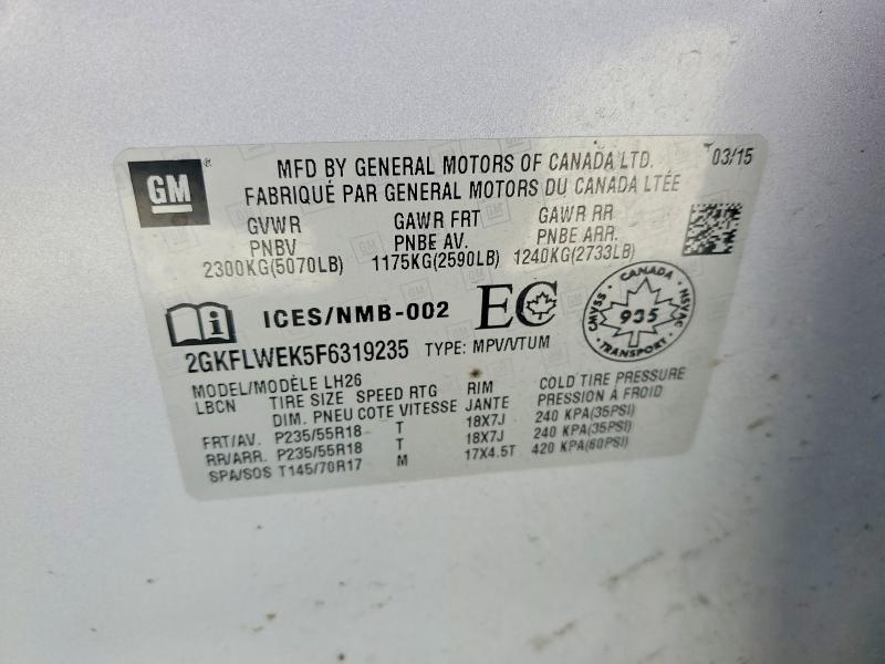 Aukcja sprzedaży 2015 Gmc Terrain, vin: 2GKFLWEK5F6319235, numer aukcji: 60628366