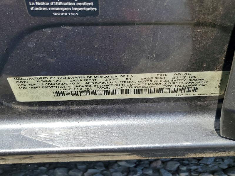 Aukcja sprzedaży 2007 Volkswagen Jetta, vin: 3VWSF71K77M023229, numer aukcji: 59799966
