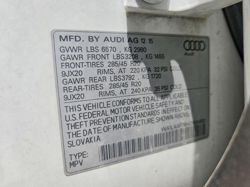 Продажа на аукционе авто 2017 Audi Q7, vin: WA1LAAF76HD004993, номер лота: 61419846
