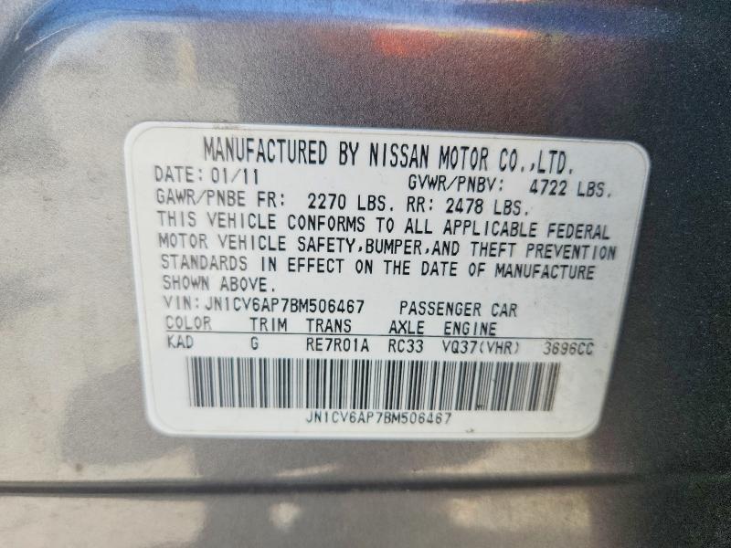Продажа на аукционе авто 2011 Infiniti G37 Sport, vin: JN1CV6AP7BM506467, номер лота: 59388466