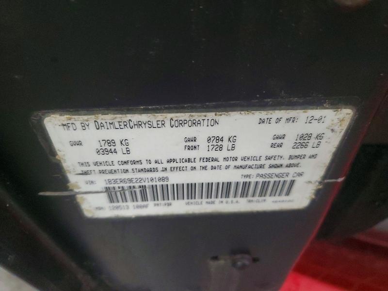 2002 Dodge Viper მანქანა იყიდება აუქციონზე, vin: 1B3ER69E22V101089, აუქციონის ნომერი: 59316196