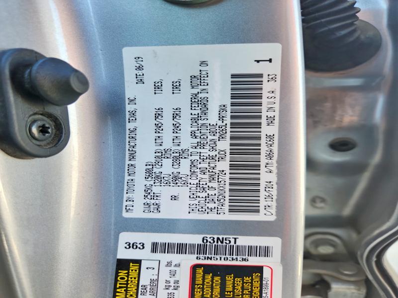 62493986 :رقم المزاد ، 5TFAX5GN1KX157724 vin ، 2019 Toyota Tacoma مزاد بيع
