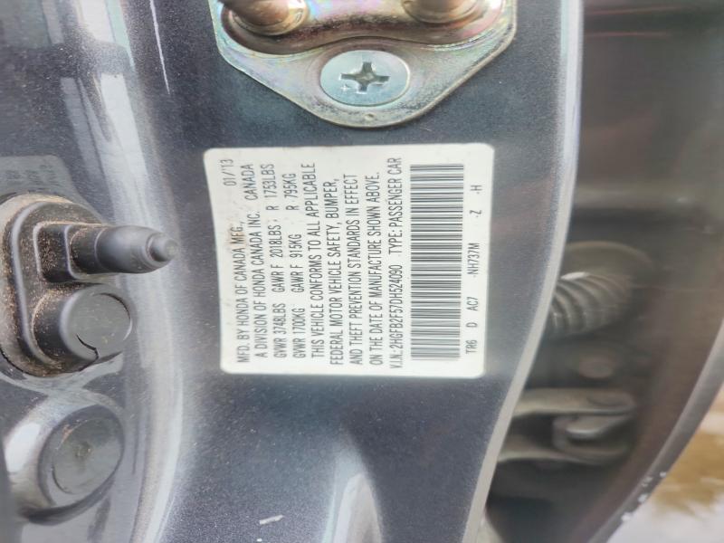 61028196 :رقم المزاد ، 2HGFB2F57DH524090 vin ، 2013 Honda Civic مزاد بيع