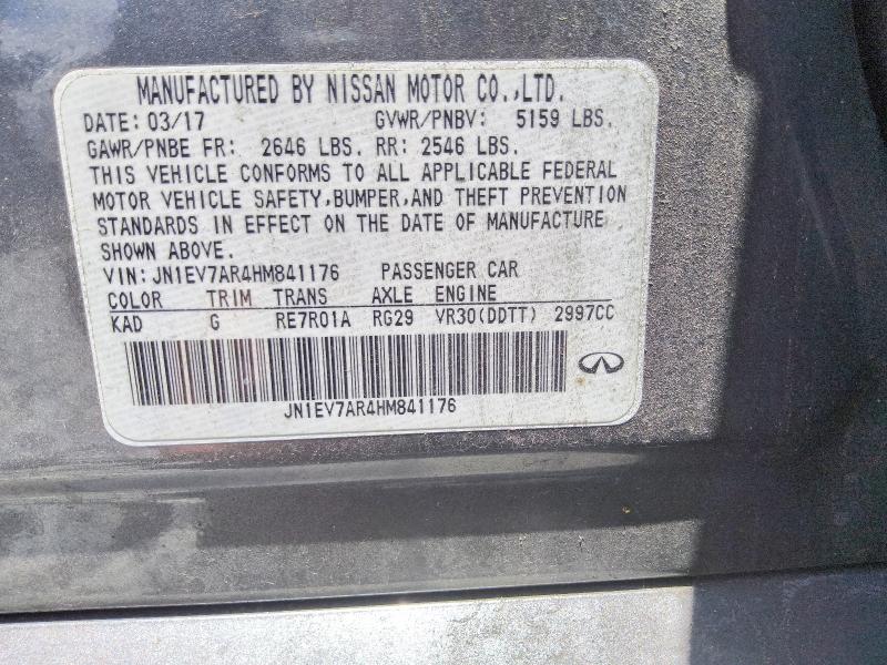 62344146 :رقم المزاد ، JN1EV7AR4HM841176 vin ، 2017 Infiniti Q50 مزاد بيع