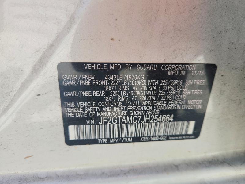 61385476 :رقم المزاد ، JF2GTAMC7JH254664 vin ، 2018 Subaru Crosstrek مزاد بيع