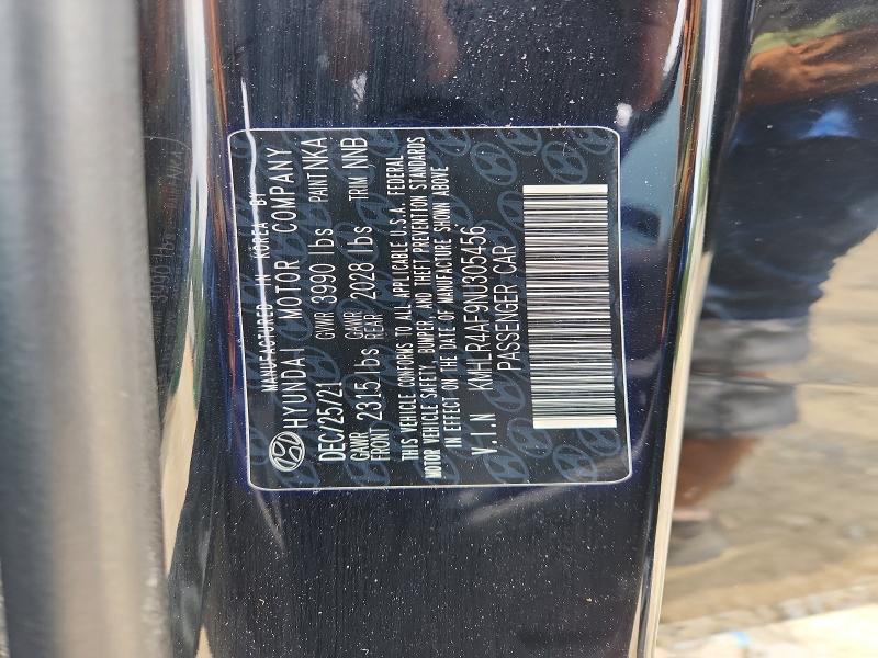 2022 Hyundai Elantra მანქანა იყიდება აუქციონზე, vin: KMHLR4AF9NU305456, აუქციონის ნომერი: 61593036