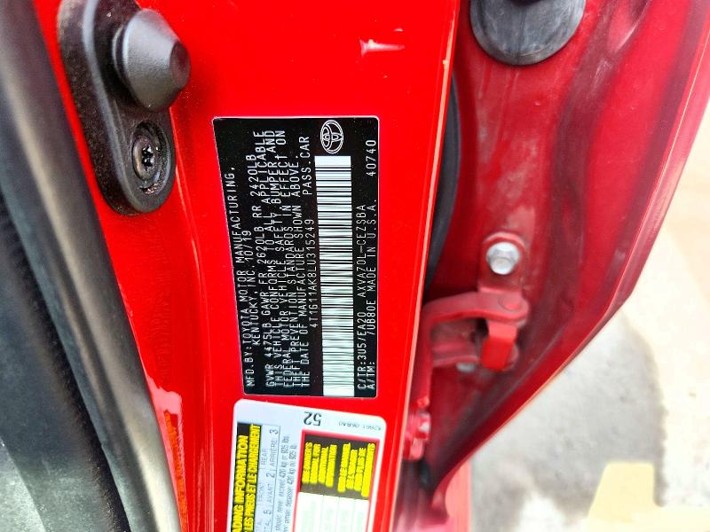 2020 Toyota Camry მანქანა იყიდება აუქციონზე, vin: 4T1G11AK8LU315249, აუქციონის ნომერი: 62230996