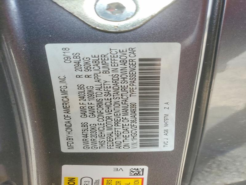 Продажа на аукционе авто 2018 Honda Accord, vin: 1HGCV2F36JA049390, номер лота: 61738806