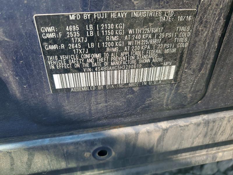 61537336 :رقم المزاد ، 4S4BSAHC5H3290619 vin ، 2017 Subaru Outback مزاد بيع