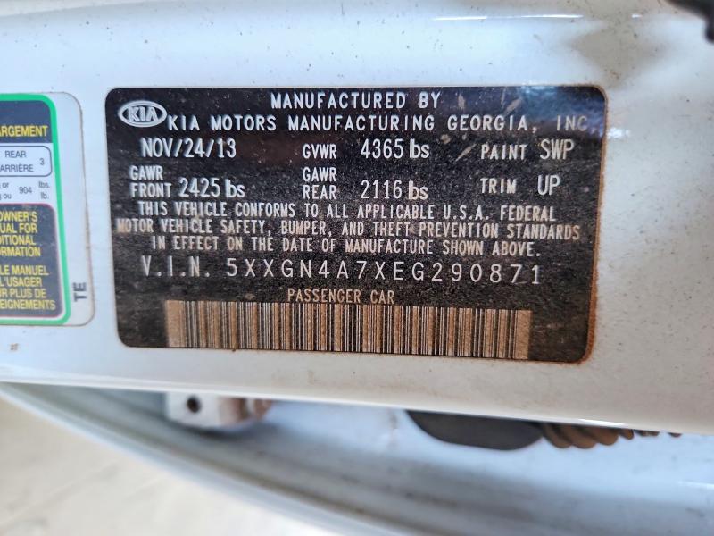 62404166 :رقم المزاد ، 5XXGN4A7XEG290871 vin ، 2014 Kia Optima مزاد بيع