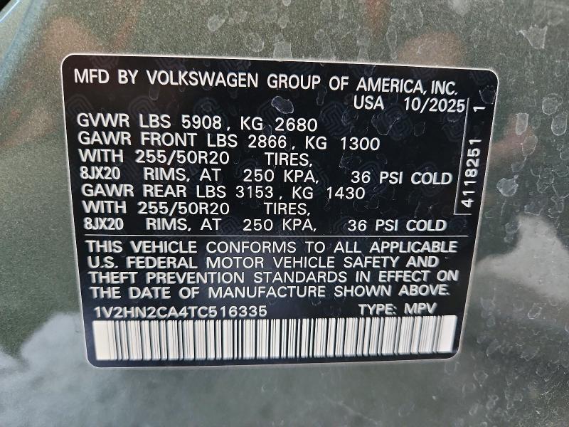 Aukcja sprzedaży 2026 Volkswagen Atlas, vin: 1V2HN2CA4TC516335, numer aukcji: 60821116