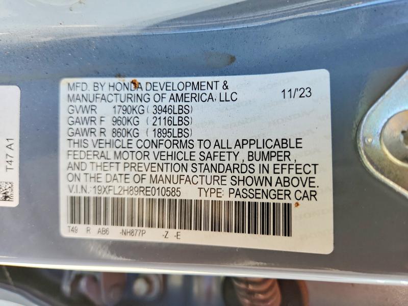 2024 Honda Civic მანქანა იყიდება აუქციონზე, vin: 19XFL2H89RE010585, აუქციონის ნომერი: 62966086