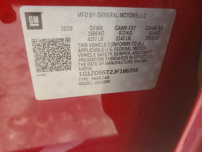 2018 Chevrolet Malibu მანქანა იყიდება აუქციონზე, vin: 1G1ZD5ST2JF186356, აუქციონის ნომერი: 54966756