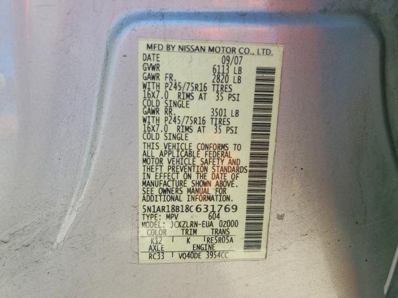 Продаж на аукціоні авто 2008 Nissan Pathfinder, vin: 5N1AR18B18C631769, номер лоту: 60685196
