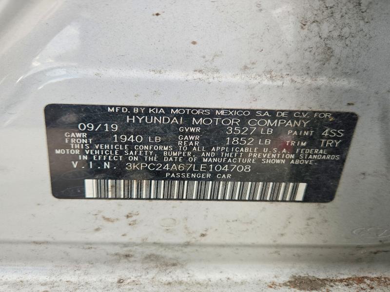 Продажа на аукционе авто 2020 Hyundai Accent, vin: 3KPC24A67LE104708, номер лота: 60357386