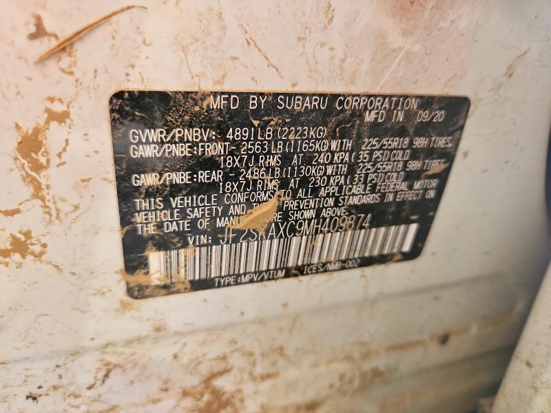2021 Subaru Forester მანქანა იყიდება აუქციონზე, vin: JF2SKAXC9MH409874, აუქციონის ნომერი: 59691846