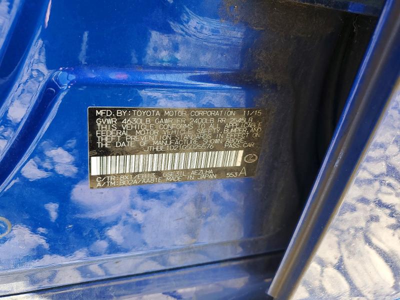 2016 Lexus Is მანქანა იყიდება აუქციონზე, vin: JTHBE1D21G5025576, აუქციონის ნომერი: 62051246