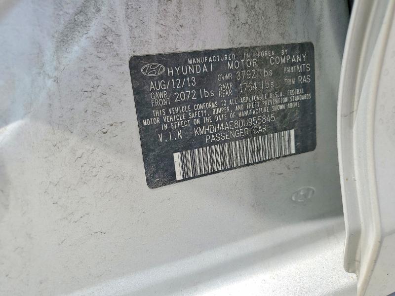 2013 Hyundai Elantra მანქანა იყიდება აუქციონზე, vin: KMHDH4AE8DU955845, აუქციონის ნომერი: 61011106