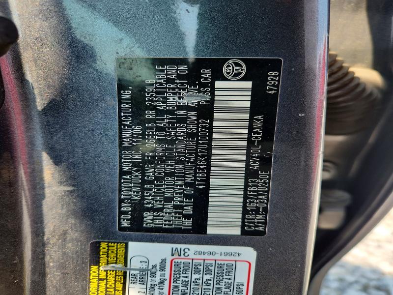 62906396 :رقم المزاد ، 4T1BE46K17U100732 vin ، 2007 Toyota Camry مزاد بيع