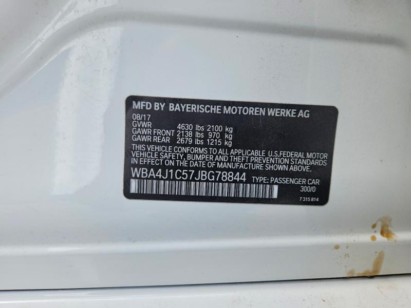 59997636 :رقم المزاد ، WBA4J1C57JBG78844 vin ، 2018 Bmw 430i مزاد بيع