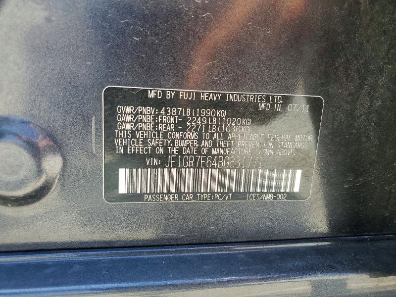 60783066 :رقم المزاد ، JF1GR7E64BG831771 vin ، 2011 Subaru Impreza مزاد بيع