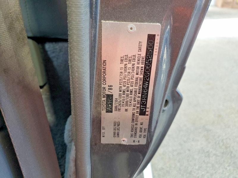 Aukcja sprzedaży 1986 Toyota 4runner, vin: JT3RN64W2G0052500, numer aukcji: 58438376