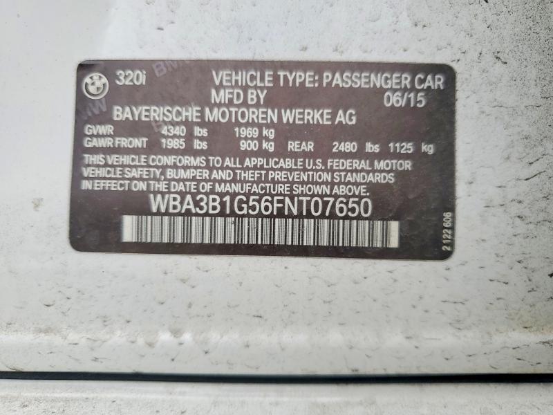Aukcja sprzedaży 2015 Bmw 320, vin: WBA3B1G56FNT07650, numer aukcji: 85628815