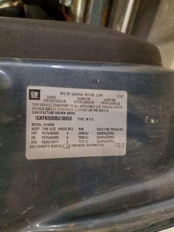 2008 Gmc Yukon Xl მანქანა იყიდება აუქციონზე, vin: 1GKFK66808J106656, აუქციონის ნომერი: 61889806