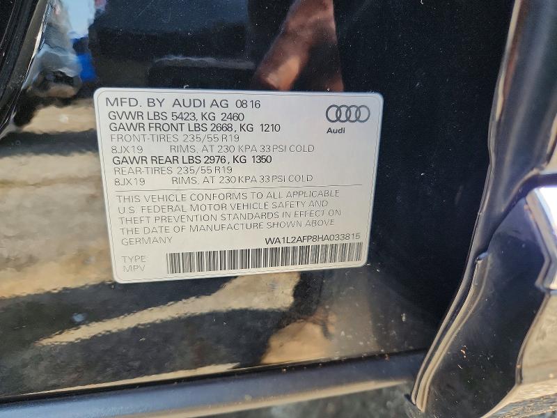 Aukcja sprzedaży 2017 Audi Q5, vin: WA1L2AFP8HA033815, numer aukcji: 62264106