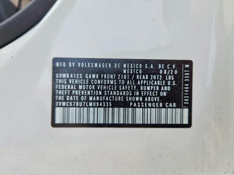 Aukcja sprzedaży 2020 Volkswagen Jetta, vin: 3VWC57BU7LM094335, numer aukcji: 59656946