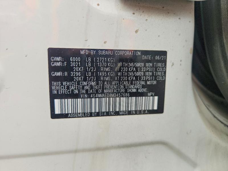 Aukcja sprzedaży 2021 Subaru Ascent, vin: 4S4WMAED8M3457686, numer aukcji: 60269406