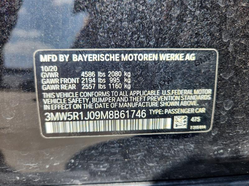 Продажа на аукционе авто 2021 Bmw 330i, vin: 3MW5R1J09M8B61746, номер лота: 61507506