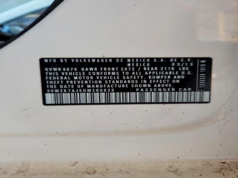 Aukcja sprzedaży 2013 Volkswagen Jetta, vin: 3VW2K7AJ5DM280629, numer aukcji: 62995236