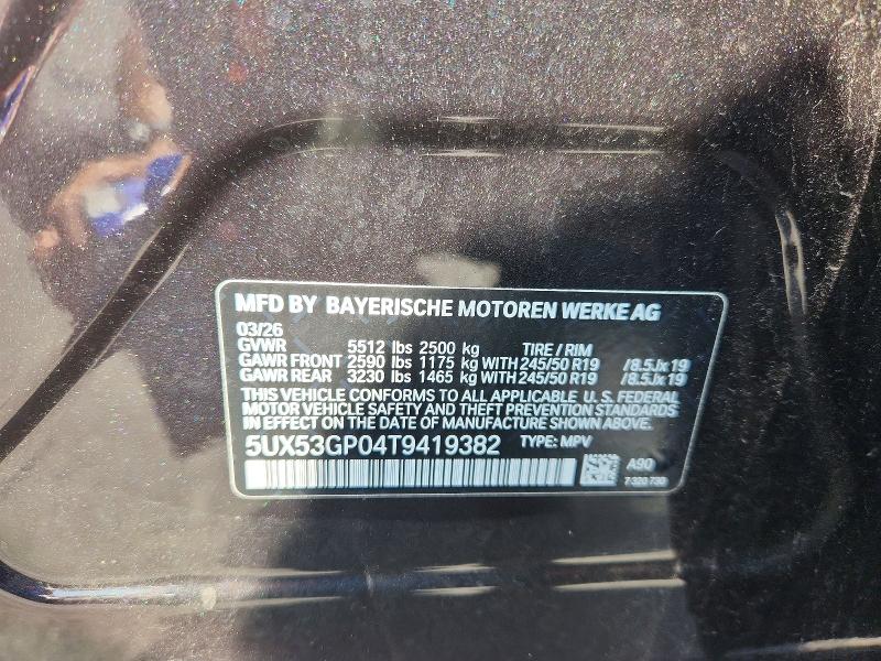 Aukcja sprzedaży 2026 Bmw X3, vin: 5UX53GP04T9419382, numer aukcji: 60046816