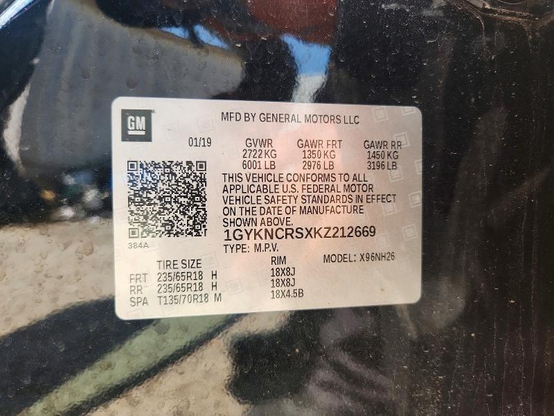 Aukcja sprzedaży 2019 Cadillac Xt5, vin: 1GYKNCRSXKZ212669, numer aukcji: 62525456