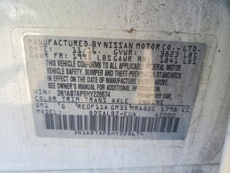 Aukcja sprzedaży 2017 Nissan Sentra, vin: 3N1AB7AP8HY228674, numer aukcji: 60782086