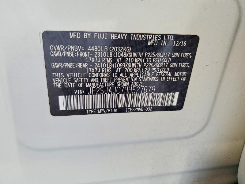 Aukcja sprzedaży 2017 Subaru Forester, vin: JF2SJAJC7HH527679, numer aukcji: 60495336