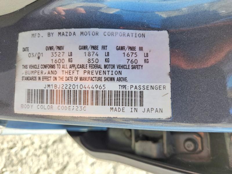 62467846 :رقم المزاد ، JM1BJ222010444965 vin ، 2001 Mazda Protege مزاد بيع