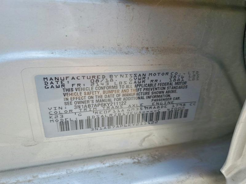 Продажа на аукционе авто 2019 Nissan Sentra, vin: 3N1AB7AP6KY211122, номер лота: 61402366