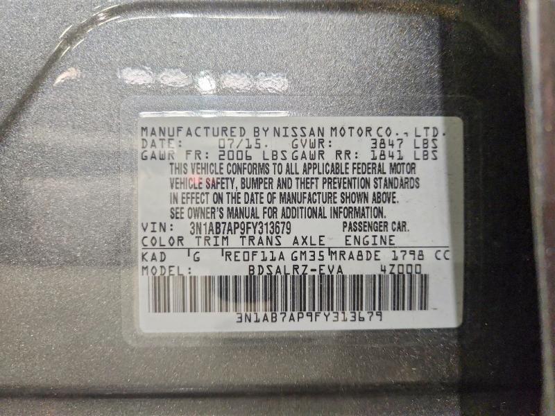 Продажа на аукционе авто 2015 Nissan Sentra, vin: 3N1AB7AP9FY313679, номер лота: 59769286