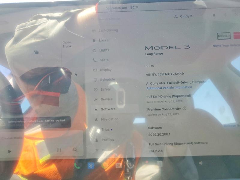 62877246 :رقم المزاد ، 5YJ3E1EA3TF212449 vin ، 2026 Tesla Model 3 مزاد بيع