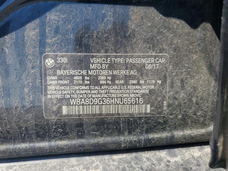 Aukcja sprzedaży 2017 Bmw 330, vin: WBA8D9G36HNU65616, numer aukcji: 60001556