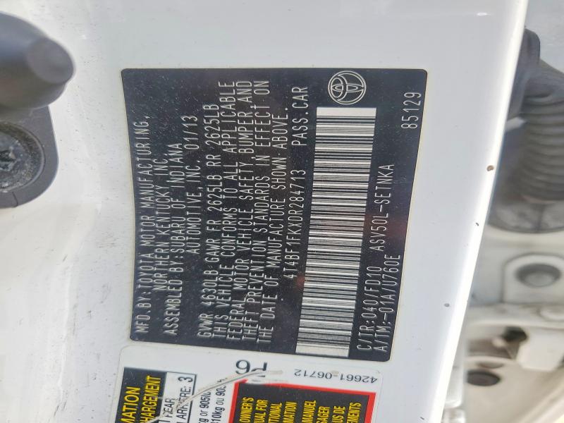 2013 Toyota Camry მანქანა იყიდება აუქციონზე, vin: 4T4BF1FKXDR284713, აუქციონის ნომერი: 61321056