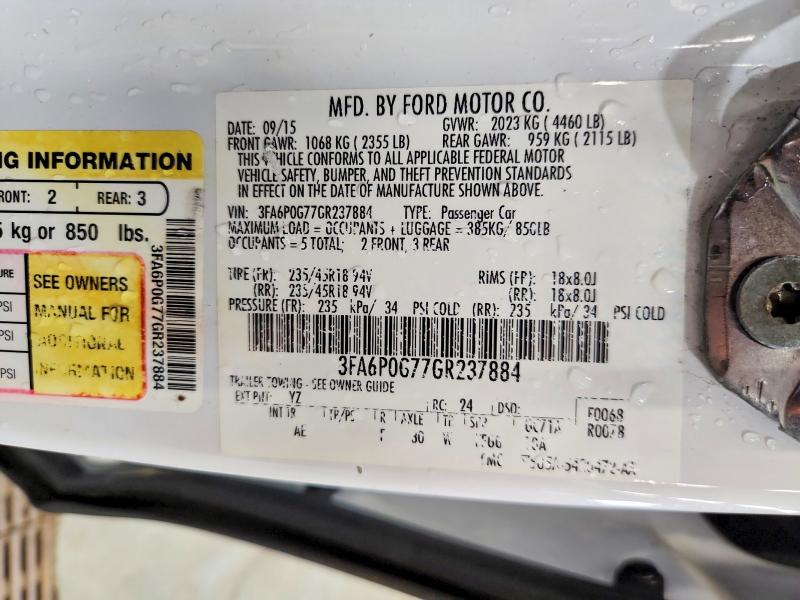 Aukcja sprzedaży 2016 Ford Fusion, vin: 3FA6P0G77GR237884, numer aukcji: 63182116