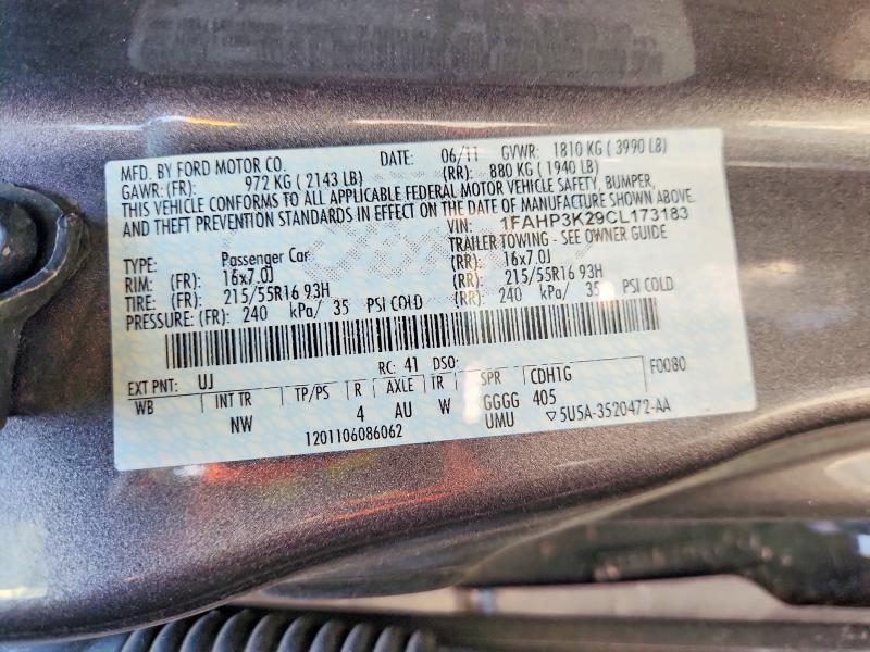 Продаж на аукціоні авто 2012 Ford Focus, vin: 1FAHP3K29CL173183, номер лоту: 61444816