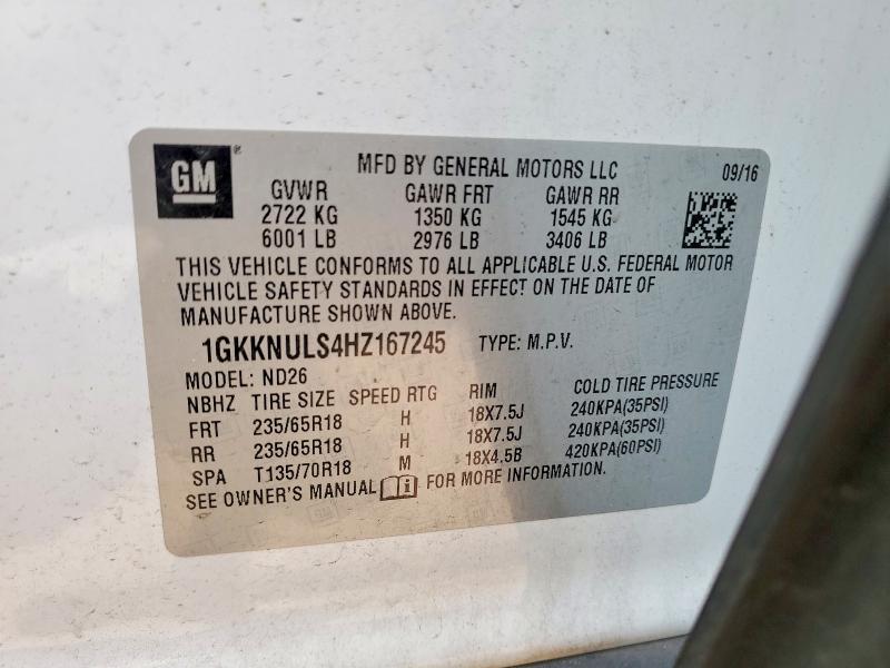 2017 Gmc Acadia მანქანა იყიდება აუქციონზე, vin: 1GKKNULS4HZ167245, აუქციონის ნომერი: 62271476