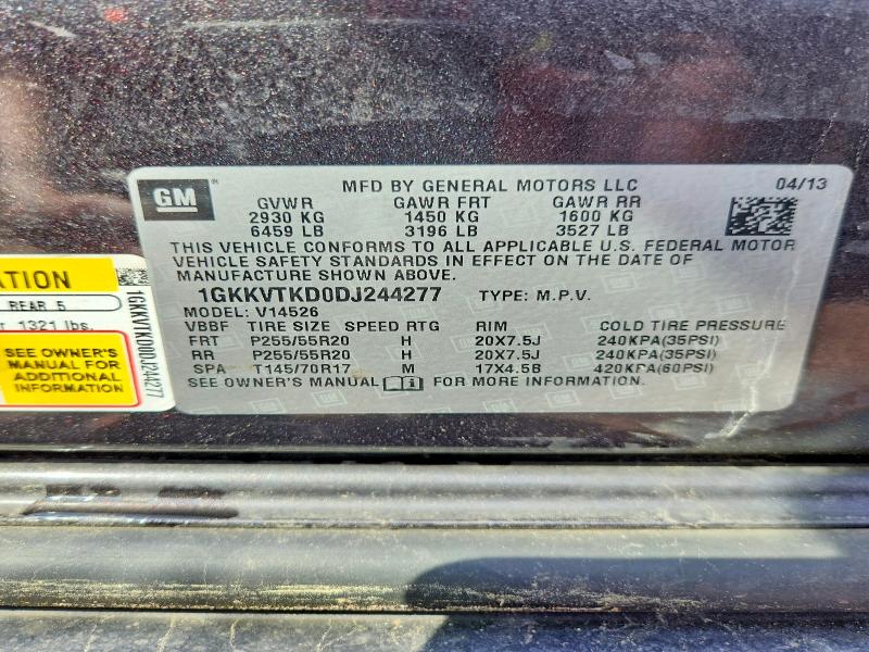 2013 Gmc Acadia მანქანა იყიდება აუქციონზე, vin: 1GKKVTKD0DJ244277, აუქციონის ნომერი: 61669646